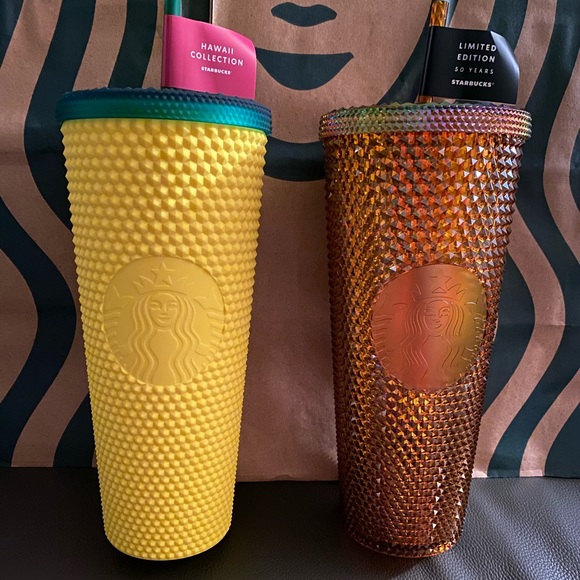 Starbucks Pineapple & Gold Studded Tumblers -2 QTY